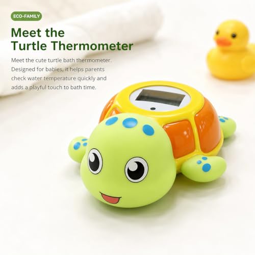 Lying Turtle Water Proof Baby Bath Thermometer for Baby Bathtub Safety | Floating Temperature Toy Water Thermometer, BPA Free, Baby Gift，New Baby Essentials，Animal Design - color: green