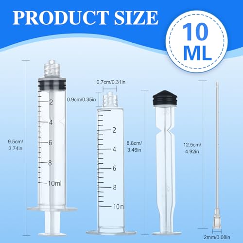 30 Pack 10m Luer Lock Syringe - Syringes for Liquid with Soft Tube | Individually Pcakaged，Scientific Labs and Measuring, Refilling Inks - style: 10ml - 2.0mm Tube