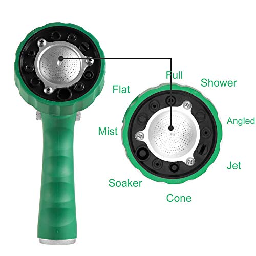 GREEN MOUNT Garden Hose Nozzle, Water Hose Spray Nozzle with Thumb Control On Off Valve for Easy Water Flow Control, Green - color: Green