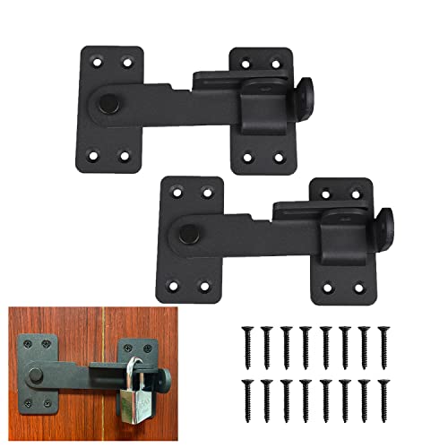 2PCS Flip Latch Lock,90 Degre Heavy Duty Gate Latch with Padlock Hole,Safety Door Bolt Latch Lock,Barn Door Lock Suitable for Wooden Fences,cabinets, bathrooms, Toilets, Windows, etc. - size: 2 Pieces