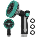 Garden Hose Nozzle | Heavy-Duty Metal Hose Sprayer Nozzle - 9cm/3.5" Ultra-Wide Spray, 8 Adjustable Nozzle Modes, Water Hose Nozzles for Watering, Cleaning, Pets & Car Washing (New Upgraded) - color: Blue+Grey+Black