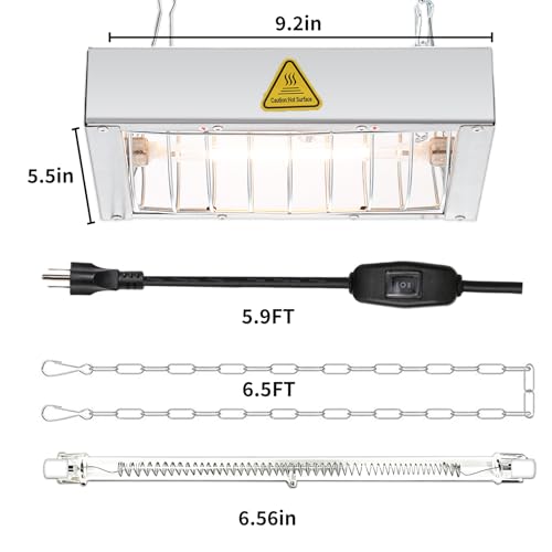 400W Chicken Coop Heater Lamp, Brooder Heat Lamp for Chickens, Adjustable Temp and Height, No Assembly Heater for Chicks Pets Livestock, 1 Pack - color: Heat lamp 400W - 1 Pack