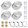 4PCS Automatic Animal Drinking Water Bowl Stainless Steel Waterer Feeder Farm Dog Dispenser Kit Self Filling for Livestock Horse Goat Water Trough with Float Valve Drain Hole Hose Adapter Bolts - size: 4 PCS