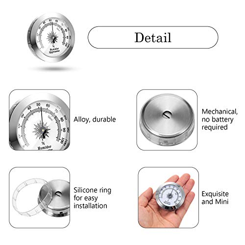 Frienda 2 Pcs Hydrometer 2 Inch Humidity Meter Cigar Humidor Hygrometers | Analog Dial Monitors Humidity, Maintains Optimal Cigar Moisture, Clear Scale , for Humidor Storage Boxes Cabinet Cans - color: Silver, Gold