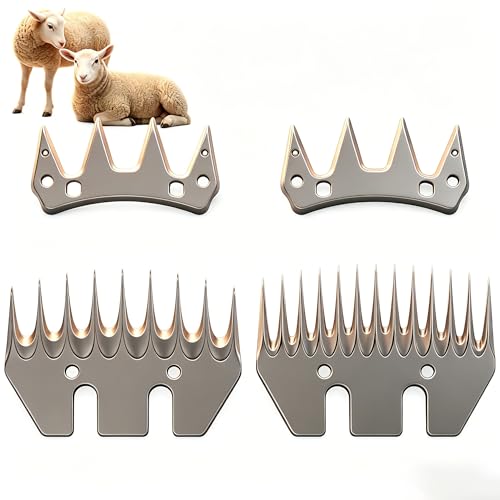 Sheep Shears Replacement Blades fit for Oster/Heiniger/GDJOB/BEETRO/Dragro/TAKEKIT Shearing Wool Clipper for Grooming Goats, Lambs, Llamas, Alpacas, Horse, Stainless Steel 13-Tooth & 9-Tooth, 2 Pack