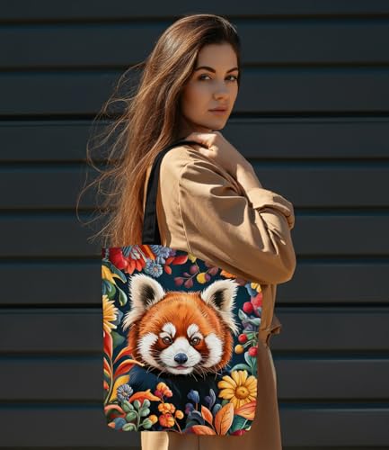 Vintage Botanical Animal Canvas Tote Bag for Women, Aesthetic Floral Animal Reusable Shoulder Bag for Shopping - color: 13