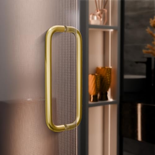 BRIXWELL Straight Back-to-Back Pull Handle Aluminum Material, Polished Brass Finish, 11" Total Length, 10" Center-to-Center, 1" Diameter, 3-1/4" Projection - color: Polished Brass, size: 11 Inch