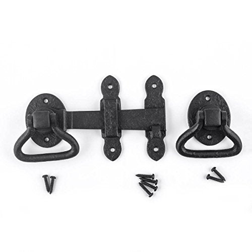 Renovators Supply Manufacturing Wrought Iron Ring Pull Gate Latch Black 6.4 in Barn Door Garage Fence Gate Lock - color: 6.5-inch Antique, size: Pack of 1
