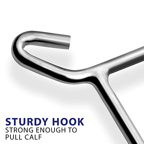 Durable OB Handle Apparatus with 2 Handle Puller Hooks and 2 Chains - Stainless Steel for Cow, Goat, and Cattle Delivery Instruments on Dairy Farms, 60 Inch - size: 60 Inch