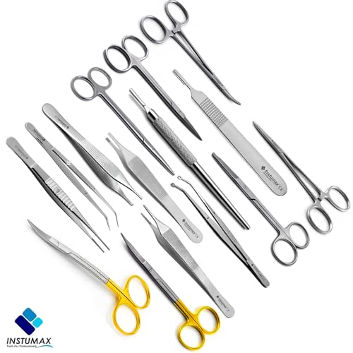 Premium 15-Piece Minor Surgery Suture Set – All-in-One Surgical Instrument Kit – Surgical-Grade Stainless Steel Dissection & Suturing Tools for Dental, Tissue Surgery, Veterinary Practice & Medical