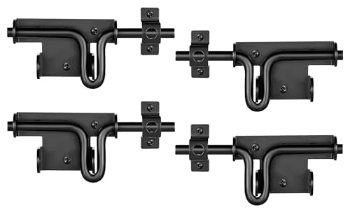 Slide Bolt Gate Latch, 4 Pack Heavy Duty Slide Latches | Thickened Steel, Black Powder Coated; Padlock Hole for Extra Security; for Wood Fence, Barn, Shed, Garden Gates - size: 4 Pack