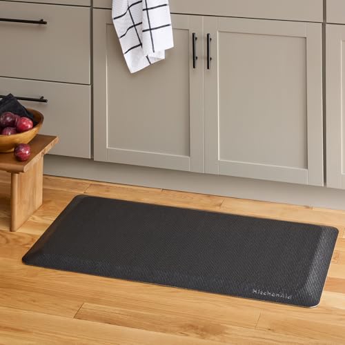 KITCHENAID Gourmet Series Kitchen Comfort Gel Mat, Woven Texture, Matte Black, 20"x39" - color: Matte Black