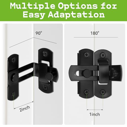 Barn Door Lock, 90 Degree Flip Latch, Angle Door Latch Buckle, Gate Latch for Barn, Pantry, Sliding Door, Pet Door, 201 Stainless Steel Gate Hardware Black