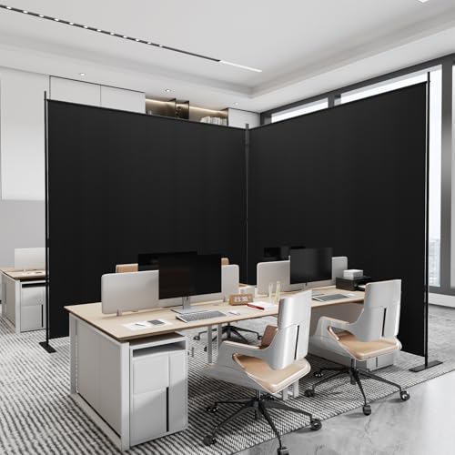 C-Hopetree 2 Panels Room Divider, 6 Ft Tall Indoor Folding Privacy Screen, Portable Partition Separator, Freestanding Separation Temporary Wall for Office, Bedroom, 142" W X 71" H, Black - size: 2-Panel