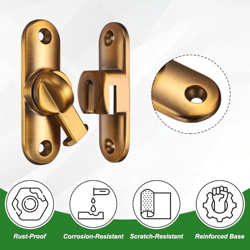 M METERXITY 1-Pack Flip Latch Gate Latch 3in, Yellow Bronze | Zinc Alloy, Flip Sliding Barn Door Lock, with Screws, 90/180 Degree Slide Locks, for Barn Door, Fence, Windows, Cabinets - color: Yellow Bronze