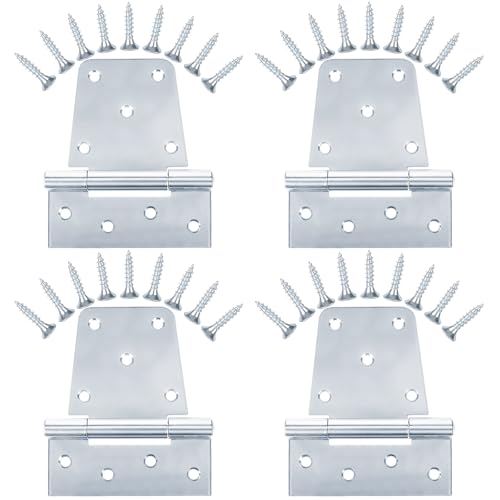 Heavy Duty Gate Hinges 3.5 inch 4 Pack Extra Thick Industrial T Hinges Barn Door Shed Door Hinges for Large Wooden Gates Wood Fence Outdoor - Zinc Iron Finish (Screws Included) - color: Silver, size: 3.5"-4 Pack