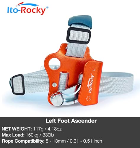 Foot Ascender Riser - Rope Climbing Equipment for SRT Climbing & Tree Arborist Climbing Device - color: Left Foot Orange