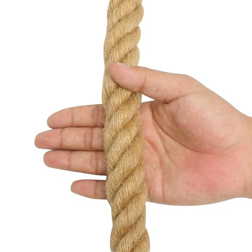 Hemp Rope 1-1/4 Inch 150 Feet Jute Rope, Natural Heavy Duty Rope, Twisted Hemp Rope for Deer, Thick Rope Tug of War Rope, Nautical Rope for Crafts Swing Rope, Home Decorating Gardening Bundling - size: 150Ft, style: 1-1/4 Inch