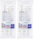 BASIK 60mL Catheter Tip Syringe, Silicone O-Ring, Reusable,4-Pack with Caps - size: 2 Count (Pack of 2)