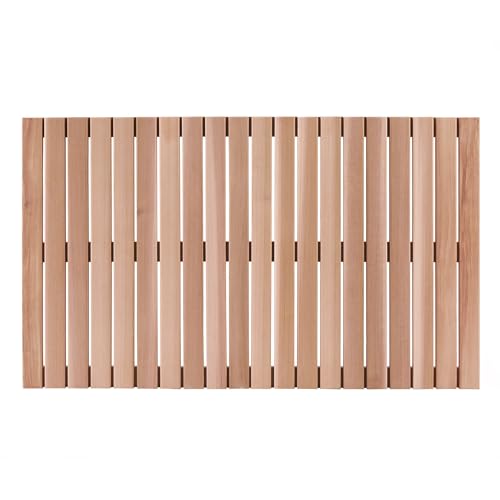 bingaai Cedar Wood Bath Mat 40"×23.6", Cedar Wooden Bath Mats, Wood Shower Stall Mat Non-Slip for Bathroom Bathtub Spa Sauna Garden Home, Wooden Floor Mat Large for Indoor and Outdoor - size: 40" x 23.63" (Rectangular)
