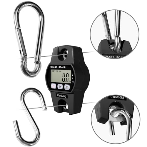 GRAM PRES Digital Hanging Crane Scale 660LB/300KG | Deer Hunting Scales, Farm,Fishing, Fish, meat，Game ,luggage Scale with Hold/Tare - color: Black