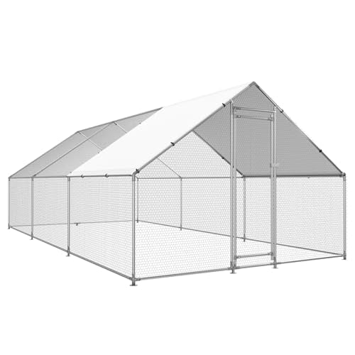 HEYTOWN Large Metal Chicken Coop Chicken Pen with Water-Resident and Anti-UV Cover Walk-in Poultry Cage Chicken Runs for Yard with Cover Duck Rabbit Dog House Outdoor - size: 19.7"L x 9.8"W x 6.5"H
