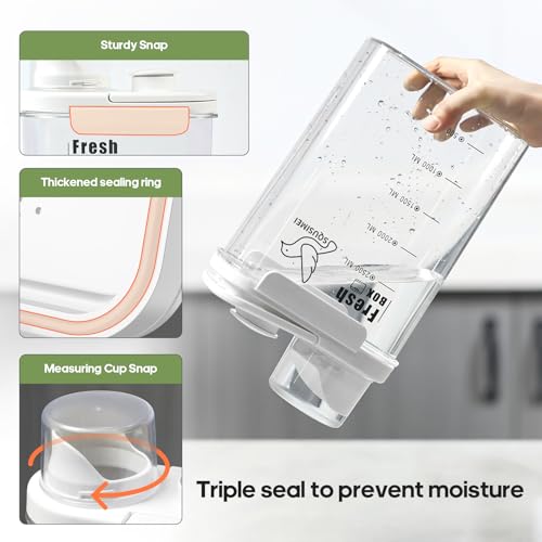 3 Qt/2.8 L Bird Seed Storage Container, Pet Food Container(1.6L, White) | Good Sealing Performance, Portable Handle, with Measuring Cup/Lid, Desiccant Can Be Placed on the Top, BPA Free - color: 1.6L,/White