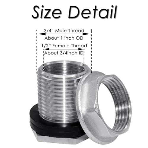 Beduan 304 Stainless Steel Pig Nipple Waterer with 1/2 Female Bulkhead Fittings for Barrel Kit Feeder Automatic Water Drinker Durable Antirust (Set of 5)