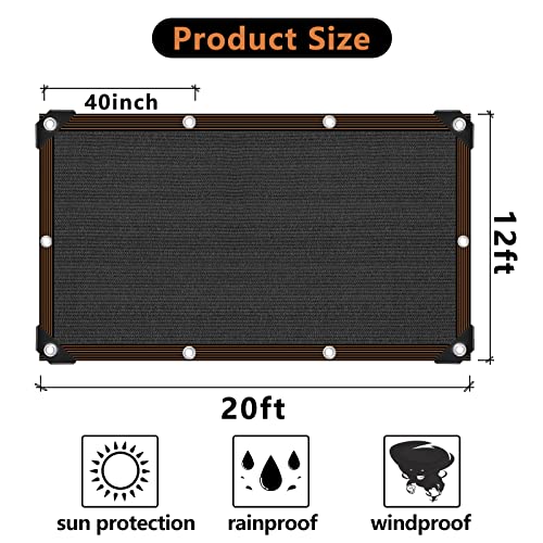 90% Shade Cloth for Garden -12 x 20 FT Durable Mesh Tarp with Grommets, Sunblock Net for Patio for Plants Greenhouse Outdoor Pergola Sun Shade Neting for Chicken Coop Cover - size: 12'x20'