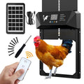Large Size Automatic Chicken Coop Door Solar Powered,15.9"H x 12"L x 2.68"W,Aluminum Alloy Chicken Door with LCD Display,Timer & Light Sensor,4 Control Modes,Anti-Pinch Coop Door with Remote Control