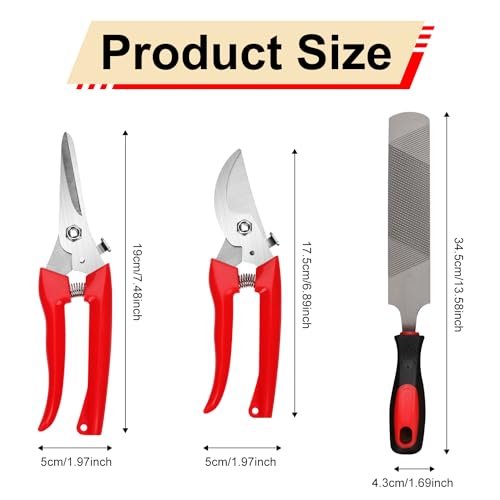 PEUTIER 3pcs Goat Hoof Trimmers and File, Nail Clippers for Goats Hoof Nippers Curved/Straight Head Sheep Hoof Trimming Shears Hoof Rasp Horseshoe File for Goat Sheep Lamb Pig Animal Hooves (Red)