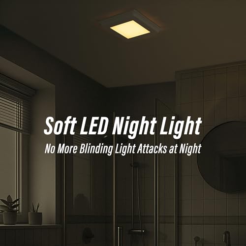 100CFM Bathroom Exhaust Fan With Night light: 26W Ceiling Fan With LED Light for Bathroom and Home, 5CCT Seletable & 2200K Amber Warm, Dimmable & Wet Rated, ETL Certified - size: 100CFM with Night Light