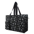 NGIL Utility Water Resistant Tote Bag | Work Tote for Women, Nurse Bag, Teacher's Choice Purse, Gym Bag, Everyday Organizer Top Zipper Closure - color: Printed Paws-black
