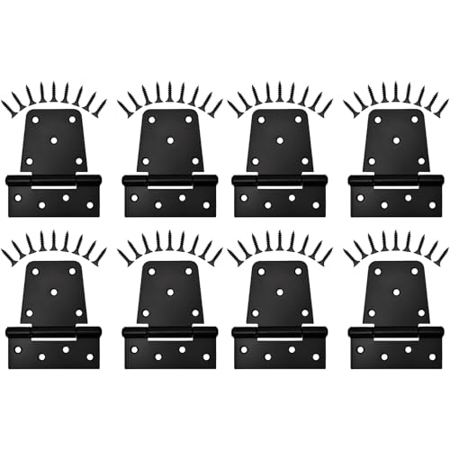 Sange Sopffy Heavy Duty Gate Hinges Black Iron hinge3.5 Inch for Outdoor Barn, Shed, Deck, Wood Door, and Fences (Screws Included) (8)