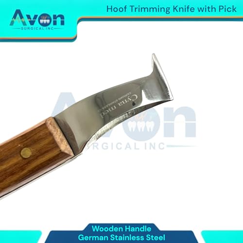 Hoof Knife, Double Edged Hoof Trimming Knife with Wooden Handle Horse Farrier Tool Non Slip Equine Grooming Loop Oval Hoof Shears Multipurpose Hoof Cutter for Cutting Horses Donkeys Cows Hooves