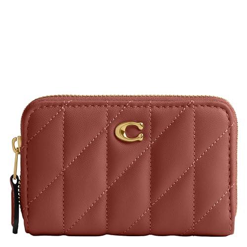 Coach Quilted Pillow Leather Essential Small Zip Around Card Case - color: B4/Dark Peach, size: One Size