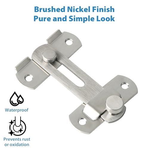 Alise 2pcs 4 Inch Brushed Nickel SUS304 Stainless Steel Gate Latches for Barn Door | Heavy Duty Gate Hardware ,Security Flip Latch,Anti-theft Latch,Safety Door Lock for Barn Wood Fence Sliding French Doors - color: Brushed Nickel, size: 4 inch-2p