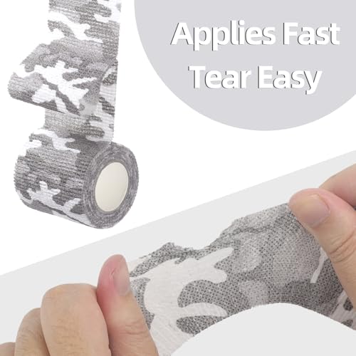 IndigoCase 6 Pack Self Adhesive Bandage Wrap 2 Inch x 5 yd Elastic Tape | CAMO-Monochrome Color Elastic Bandage Wrap, Vet Wrap, Small Bandage for Kids, Fingertip, Wrist, Dog, Pets - color: Camo-monochrome, size: 2 Inch - 6 Pack
