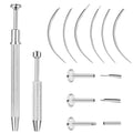 ONESING 2Pcs Piercing Ball Grabber Tool for Changing Jewelry, Stianless Steel Flat Back Earring Applicator Internally Threaded Push Pin Piercing Grabber Tool - color: Silver-J