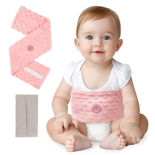 Colic and Gas Relief for Newborns, Flaxseed Heated Tummy Wrap | Infants Baby Swaddling Belt with Soothing Warmth, Natural Relief for Upset Stomach in Babies Toddlers, 0-3 Years (Pink) - color: Pink