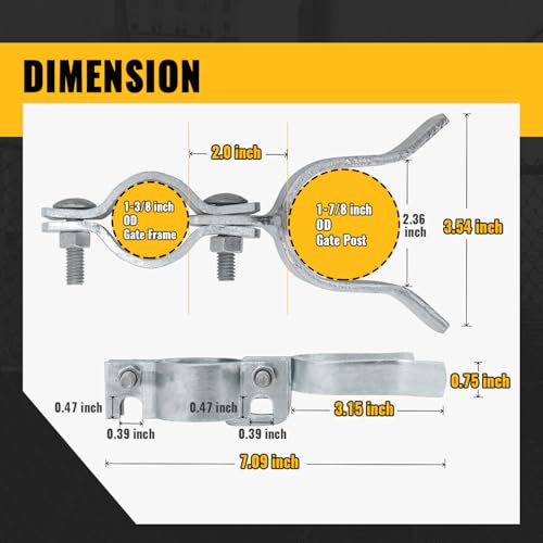 VIVIDA 1-3/8" x 1-7/8" Chain Link Gate Latch, Fence Gate Fork Latch, 1 PCS | Galvanized Fence Gate Lock, Chain Link Fence Parts, Bolts & Nuts Included - size: 1-3/8" x 1-7/8" (1 PCS)