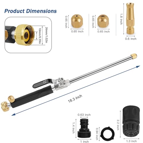 Hydro Jet High Pressure Power Washer-Magic Power Washer Extendable Wand,Flexible Water Hose Universal Nozzle,Gutter Patio Car Pet Window Cleaning (18inch-Back) - color: 18inch-back