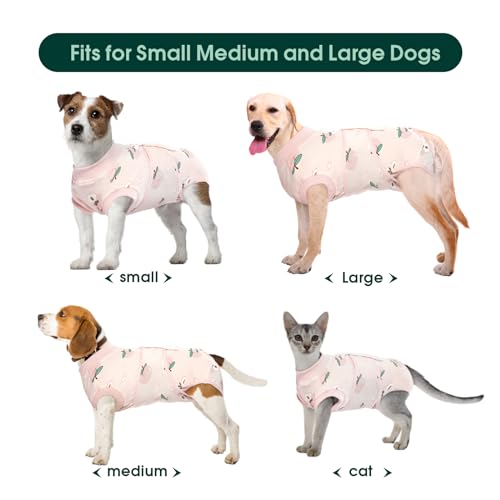 Kuoser Recovery Suit for Dogs Cats, Soft Dog Surgery Suit Female Male Spay | Professional Dog Onesie for Surgery, Substitute E-Collar & Cone, Prevent Licking Dog surgical suit Pet Neuter Suit - color: Light Pink, size: X-small (Back:8.3-11.4'', Weight:4-7