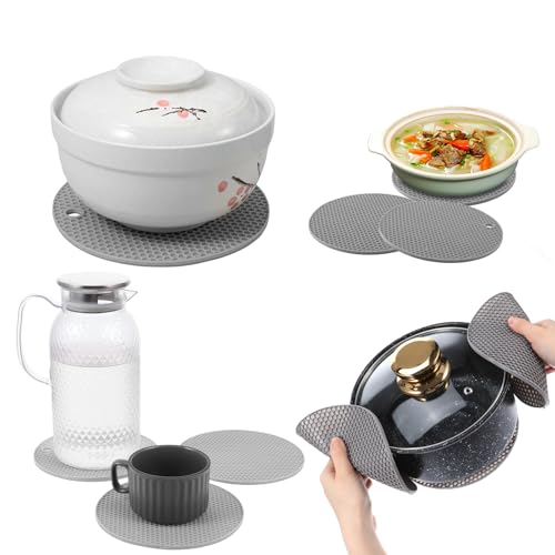 3Pcs Rubber Jar Opener,Round Jar Opener Gripper Pad,Multipurpose Silicone Jars Openers,Non-Slip Coasters for Weak Hands (6.7x6.7inch,Grey) - color: Gray