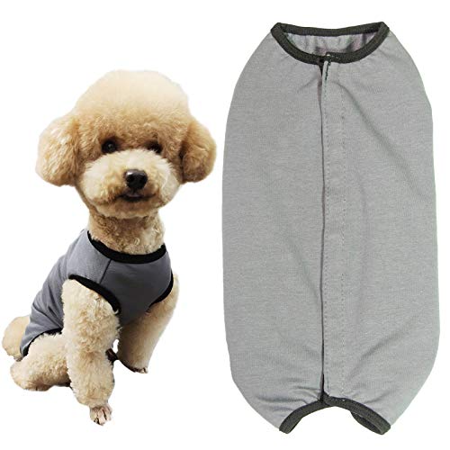 Dog’s Recovery Suit Post Surgery Shirt for Puppy, Wound Protective Clothes for Little Animals(Grey-XXS) - color: grey, size: XX-Small