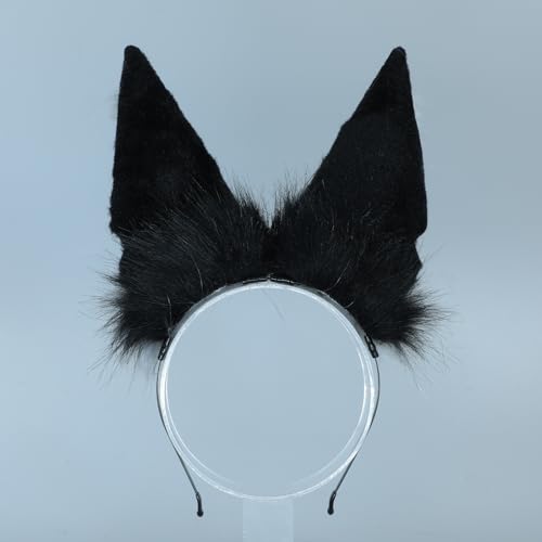 Handmade Wolf Ears Headband Fox Ear Hairband Wolf Cosplay Props - color: Gray Black