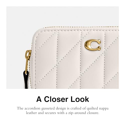 Coach Women's Quilted Pillow Leather Small Zip Around Card Case, Chalk - color: Chalk, size: One Size