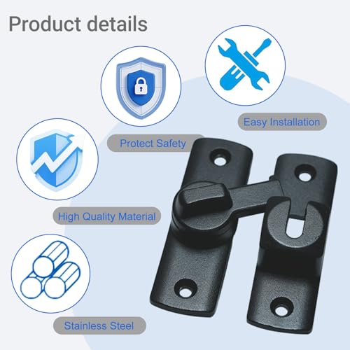 Upgraded Sliding Barn Door Lock - 90/180 Degree Flip Door Latch | Safety Protection Sliding Gate Latches, flip latch lock for Barns, Gardens, Bathrooms, Cabinets, Windows & Sliding Door