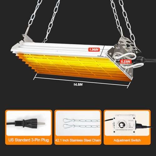 Safe Chicken Coop Heater 600W with Adjustable Thermostat, for Winter Chicken Warmth in 15 Sq Ft Coops, Waterproof & Tip-Over Protection Livestock Warmer