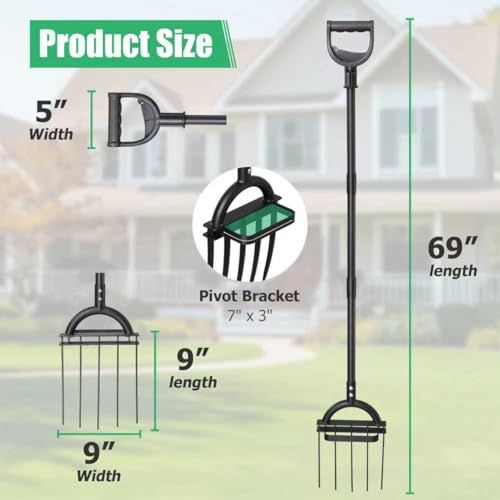 LLARGUEST Pitch Fork, 69" Heavy Duty Metal Garden Fork for Loosening Soil Broadfork with Ergonomic D-Grip Handle, 5-Tine Digging Fork Hay Fork for Compost,Mulching,Manure.